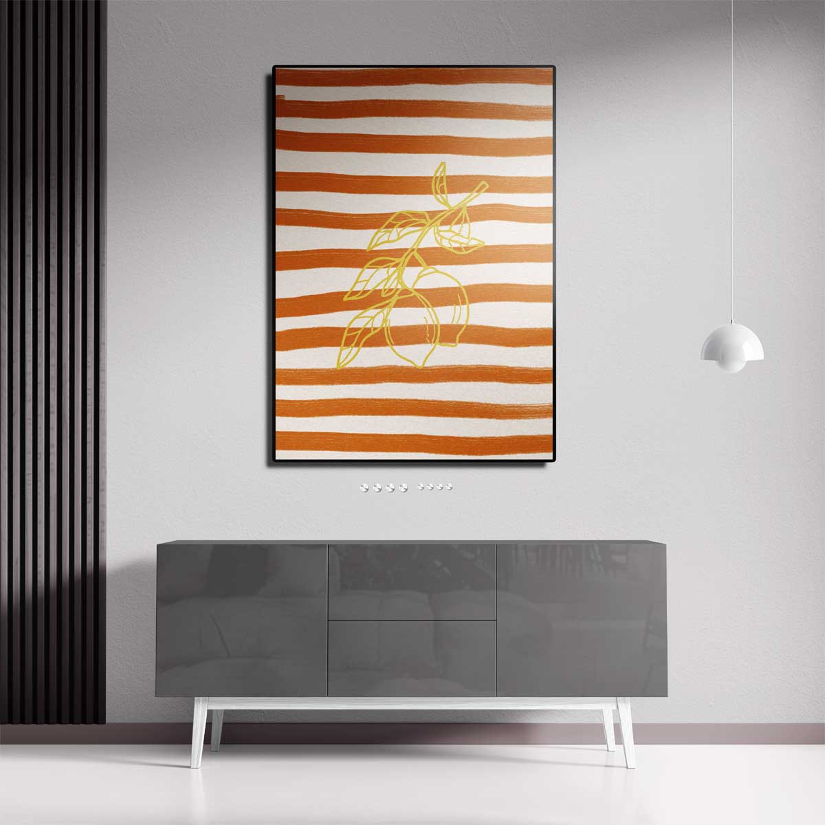 Zonnige Citroen Strepen – staand kunstwerk voor modern interieur