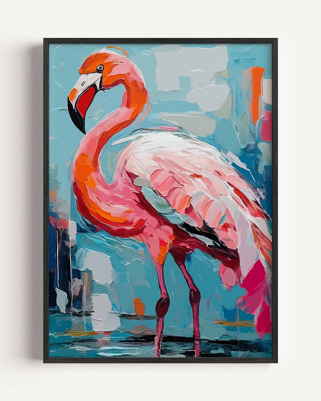 Kleurrijke Flamingo Wanddecoratie – dieren portret poster als wanddecoratie