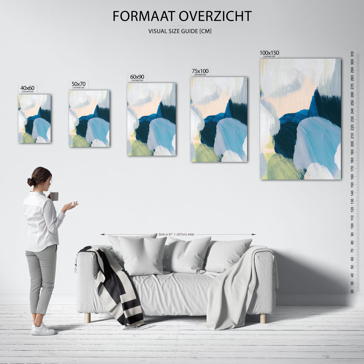 Kleurrijke penseelstreken – staande wanddecoratie van WallArtistic