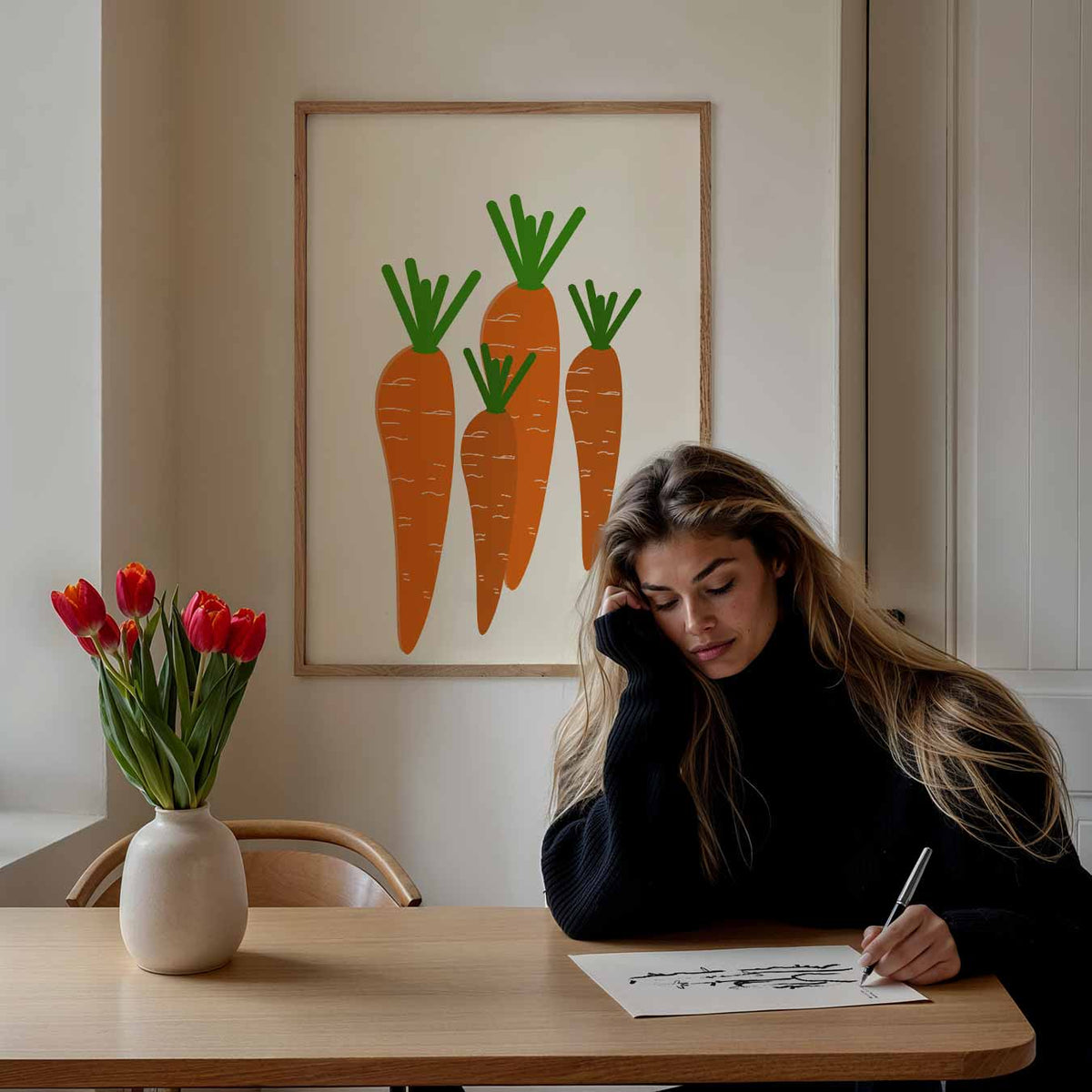 Vrolijke Wortel Illustratie – paasposter in staand formaat
