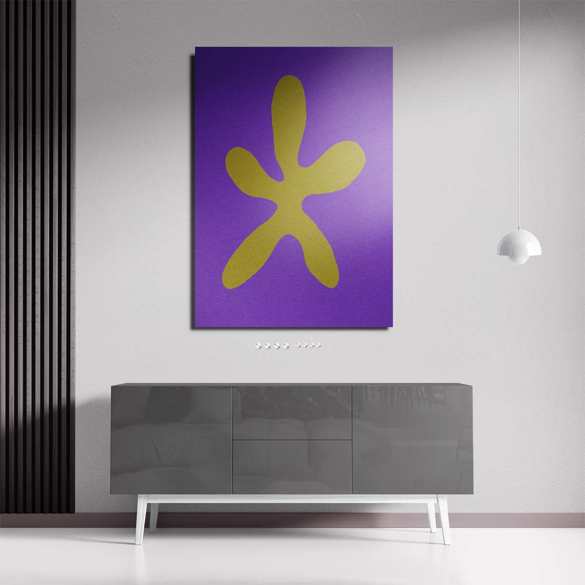 Vrolijke Gele Ster op Paars – plexiglas kunstwerk als wanddecoratie