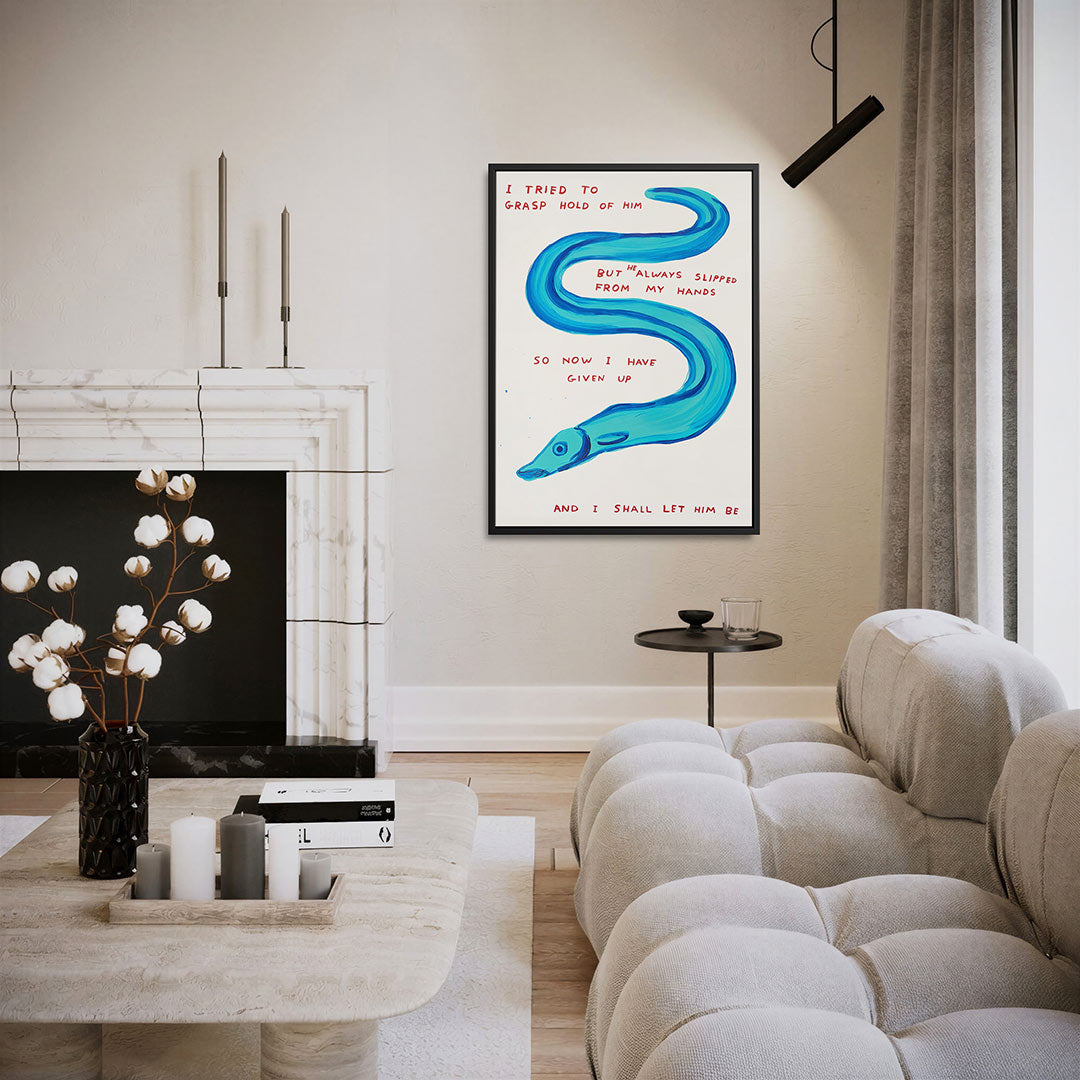 Organische blauwe vorm – moderne staande wandkunst