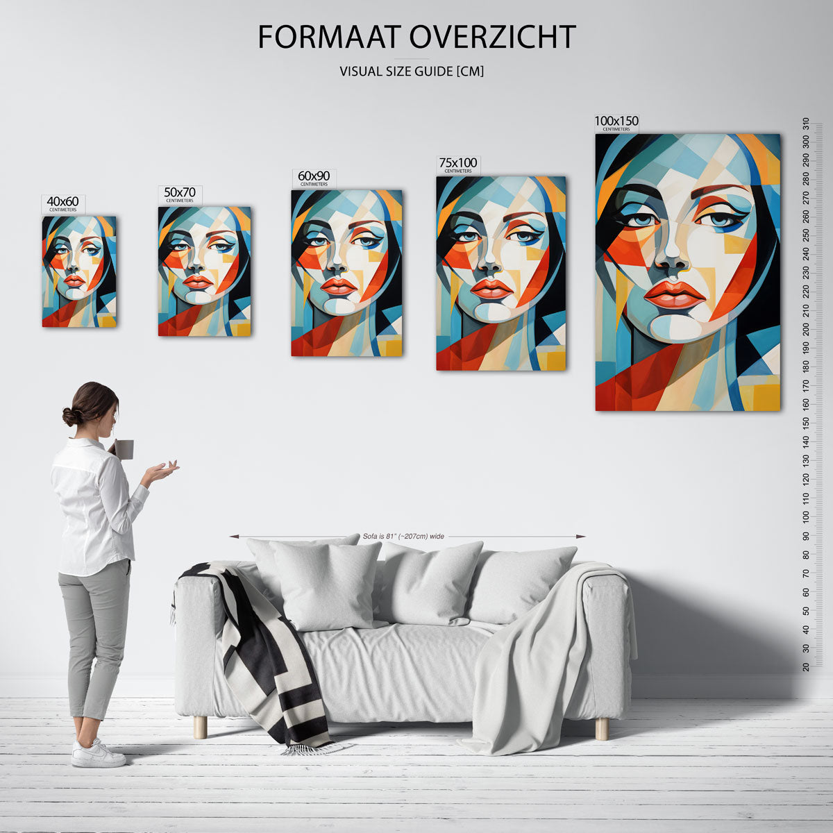 Geometrisch portret – staande wanddecoratie van WallArtistic