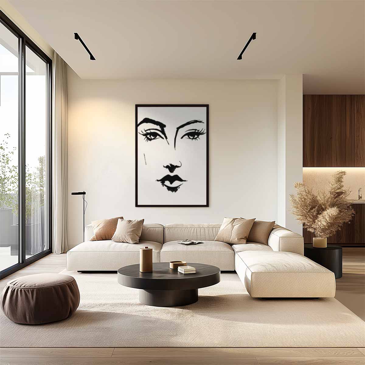 Minimalistisch Portret in Zwart-Wit – plexiglas wanddecoratie in portret formaat