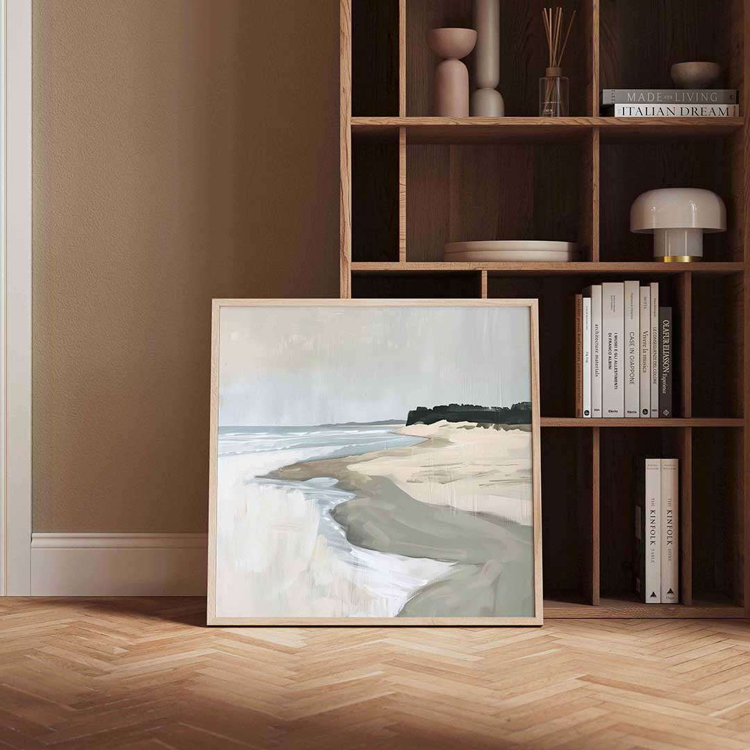 Strand en zee – vierkante design wanddecoratie van WallArtistic