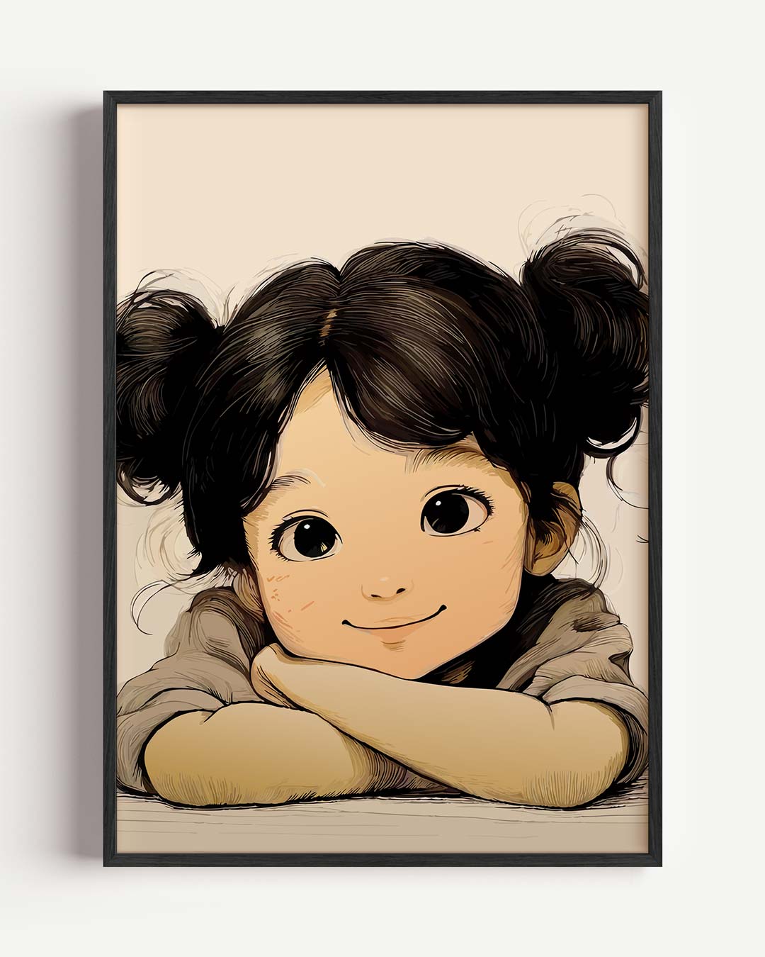 Schattige Kinderposter met Vrolijke Illustratie – Popart en Streetart portret poster als wanddecoratie