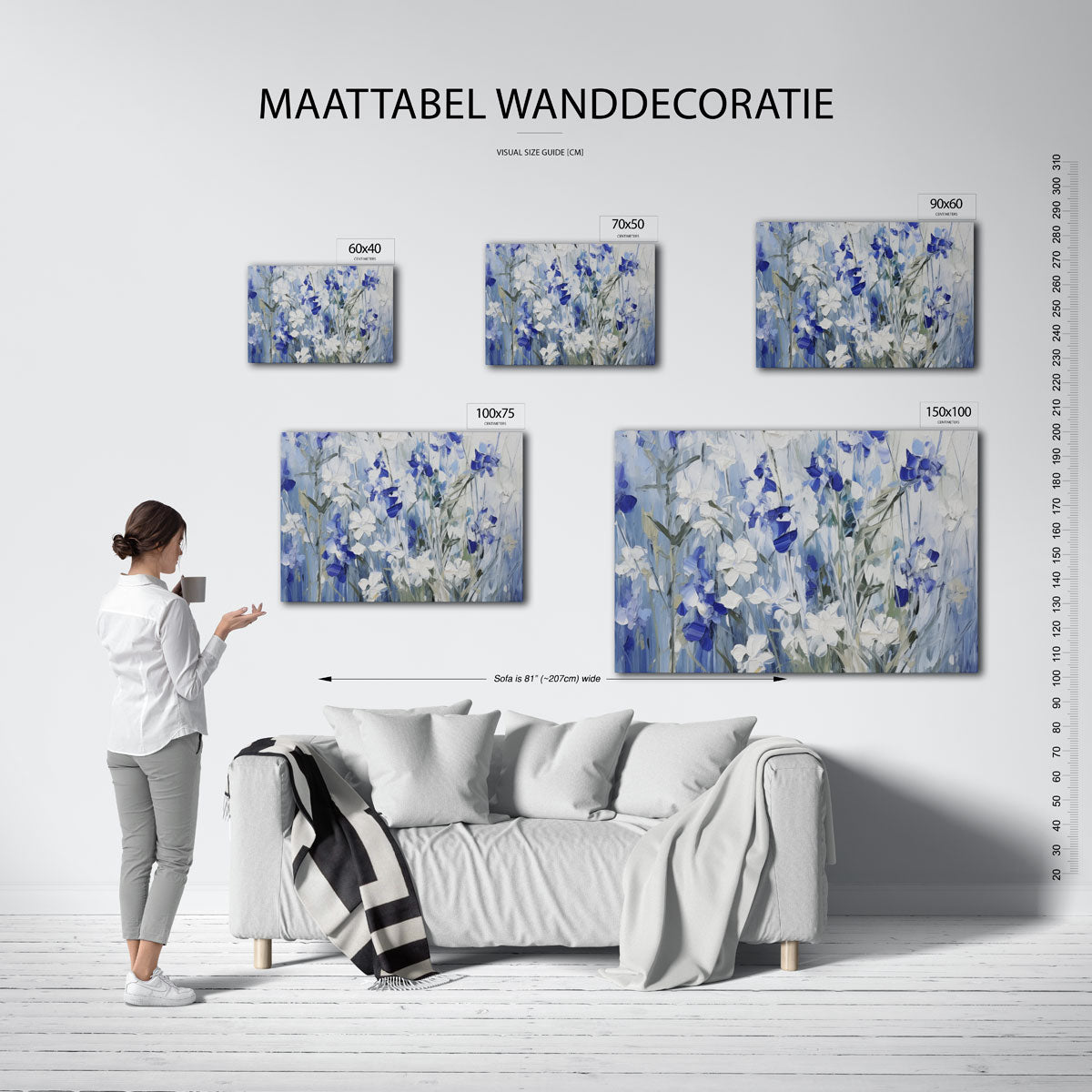 Bloemen in blauwtinten – op canvas, dibond of plexiglas