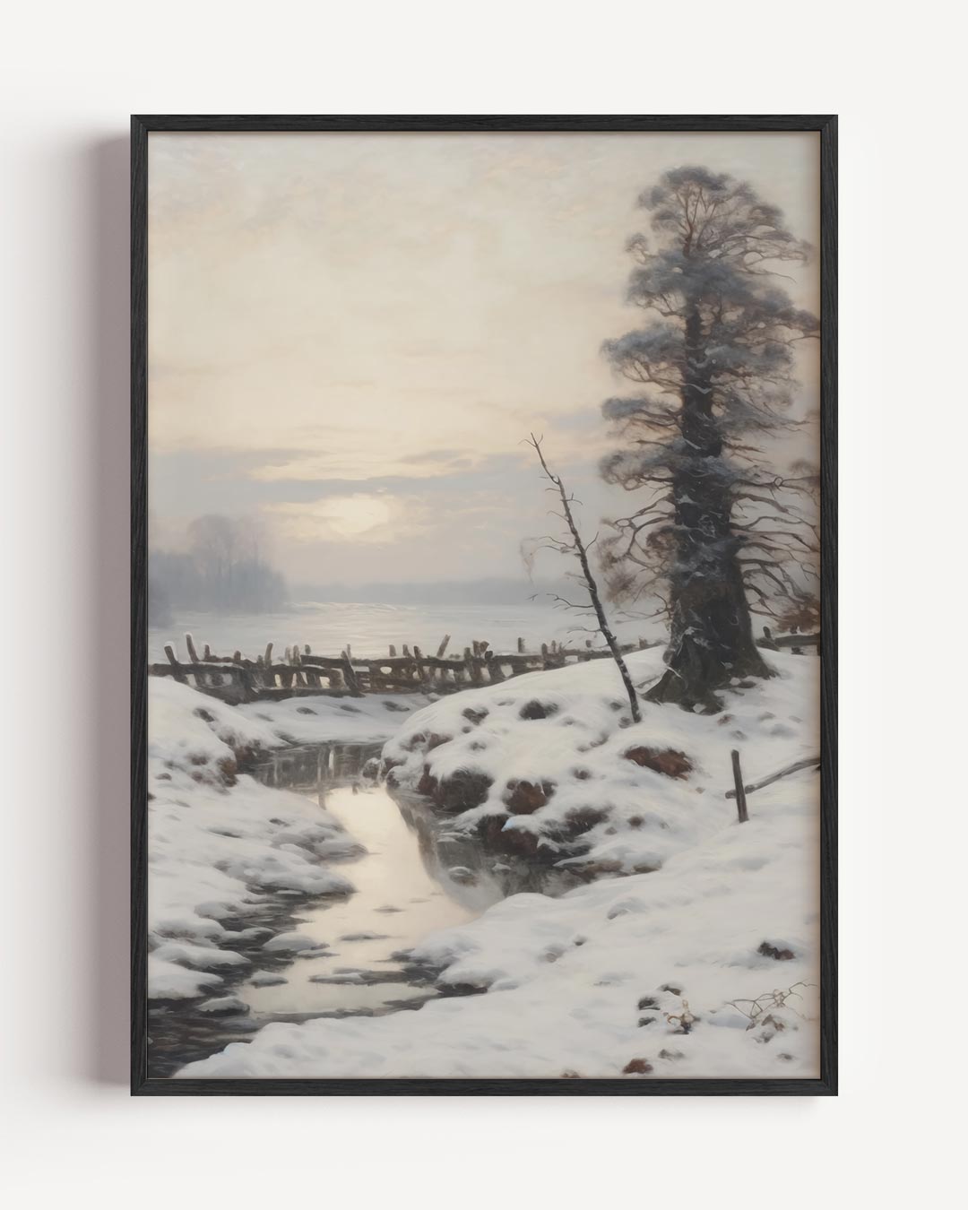 Winterse Rustieke Sneeuwlandschap – vintage portret poster als wanddecoratie