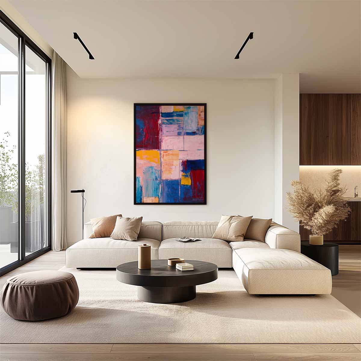 Kleurrijke Abstracte Compositie – canvas wanddecoratie in portret formaat