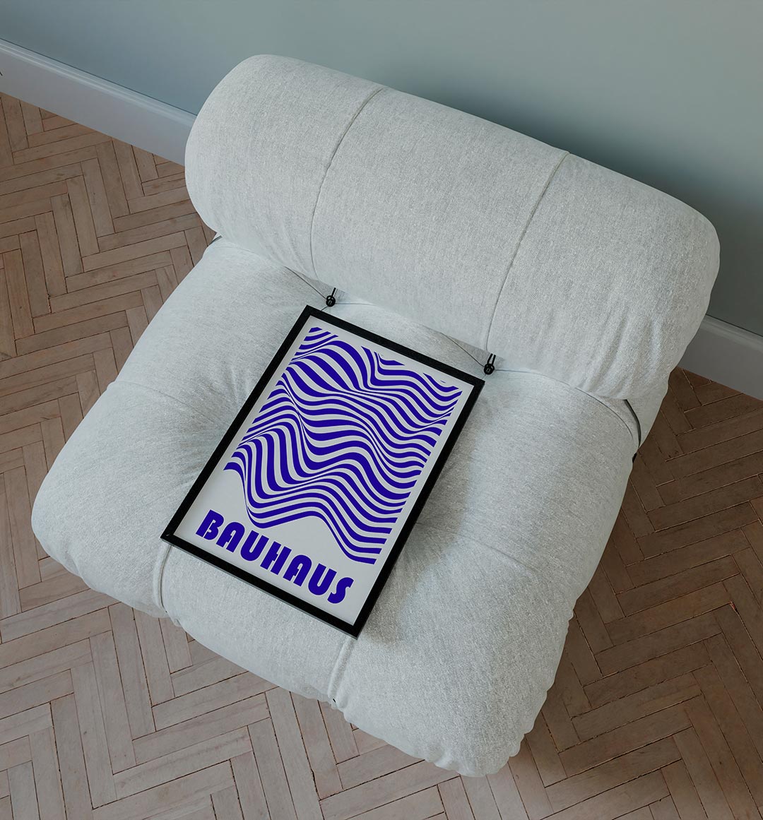 Golvend lijnenspel – staande Bauhaus poster voor aan de muur
