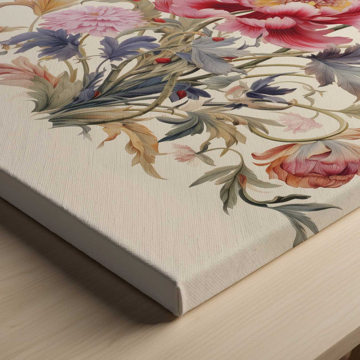 Bloemenpracht met Vlinder – canvas kunstwerk als wanddecoratie