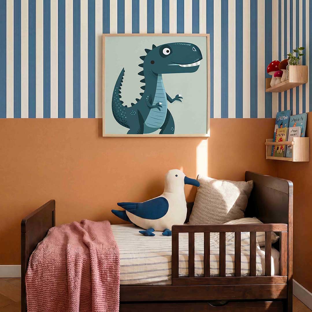 Dinosaurus illustratie – kids poster in vierkant formaat