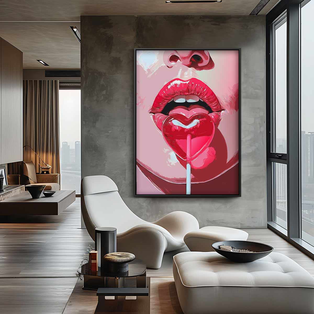 Lollipop Lips – staande wandkunst voor woonkamer of interieur