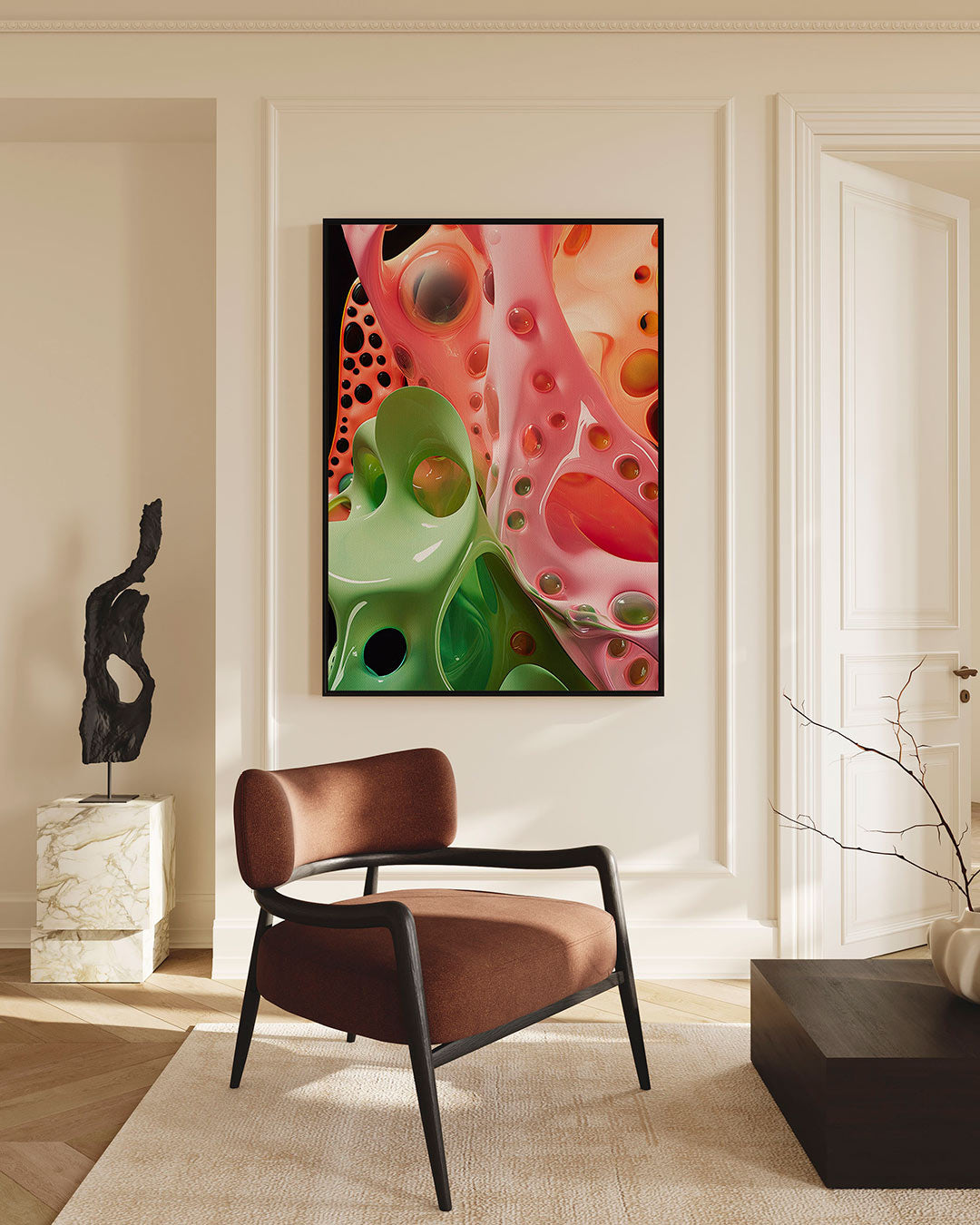 Organische vormen kleuren – staande wanddecoratie
