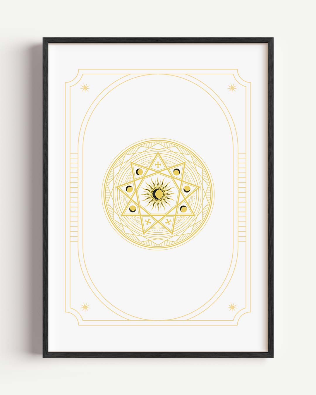 Zon en Maan Fase Mandala – mindful portret poster als wanddecoratie