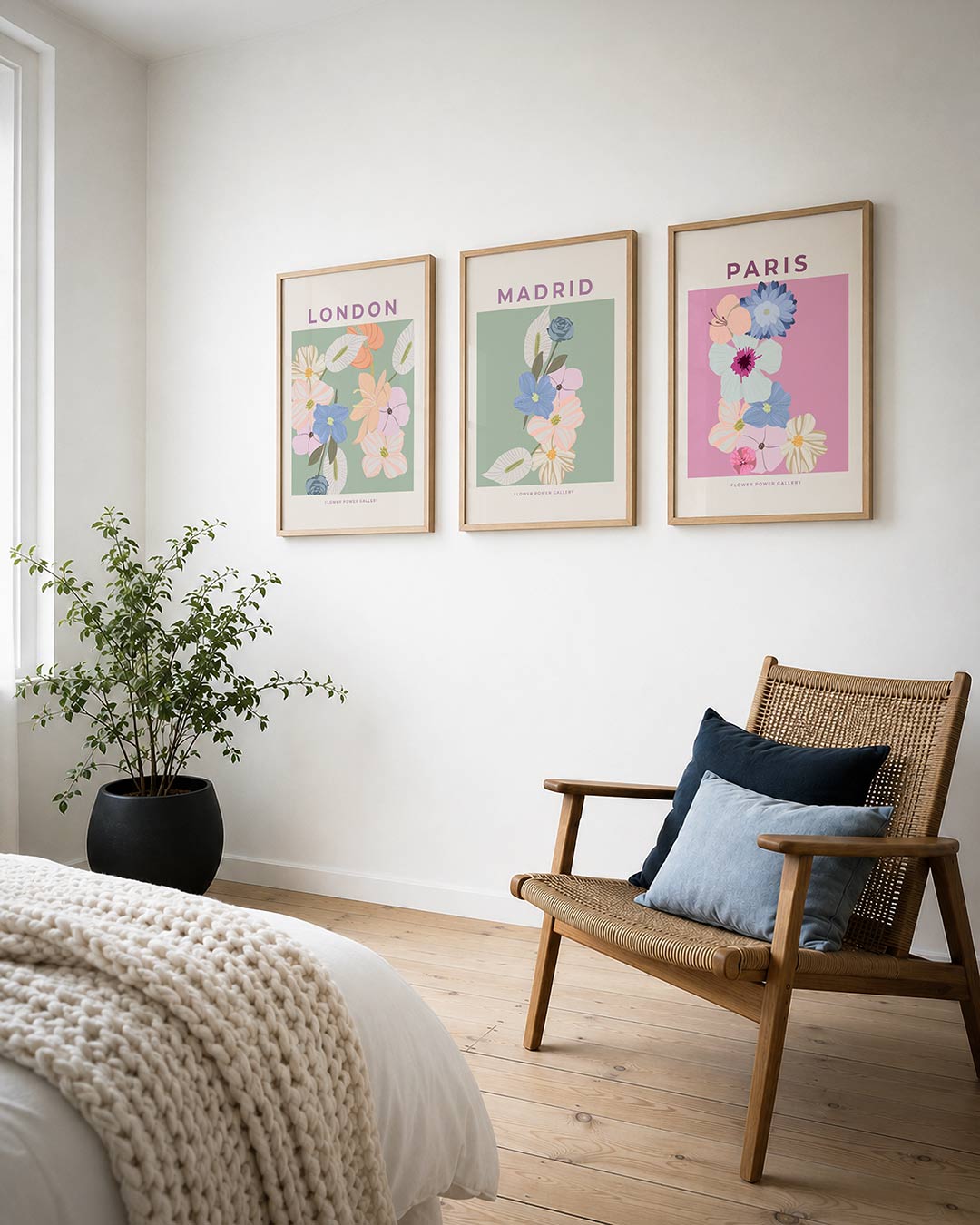 Bloemenpracht posterset – derde productweergave – deze posterset toont een speelse verzameling van bloemen in