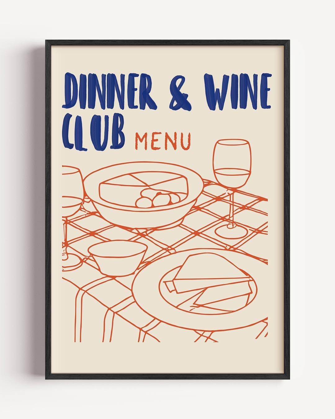 Dinner & Wine Club – keuken portret poster als wanddecoratie