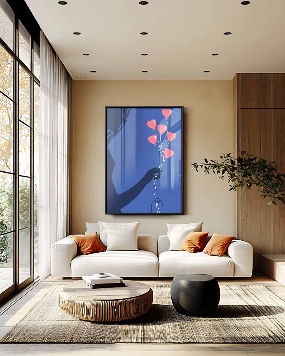 Liefdesballonnen Silhouet – staand kunstwerk voor modern interieur