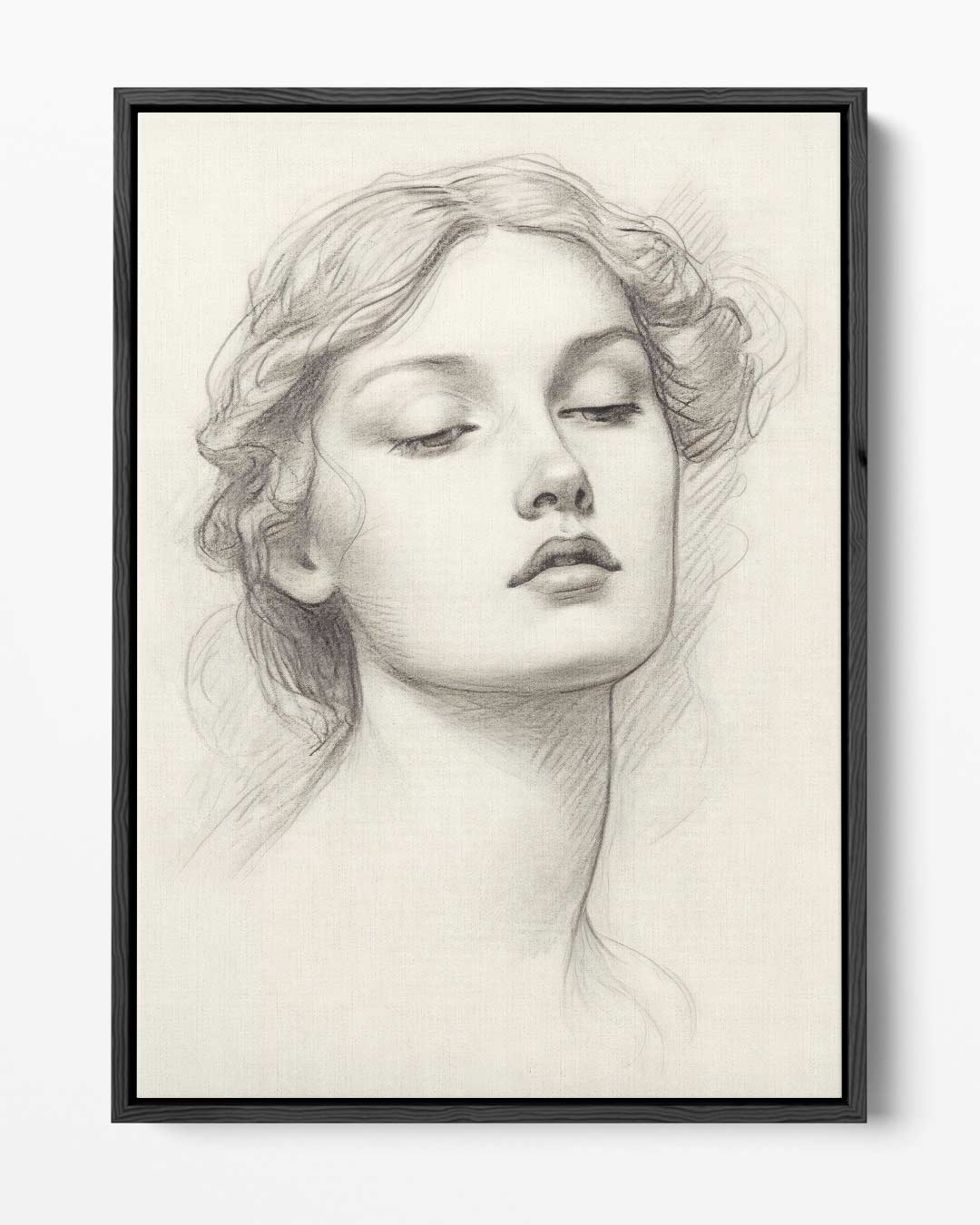 Dromerige Potloodschets – portret kunstwerk als wanddecoratie
