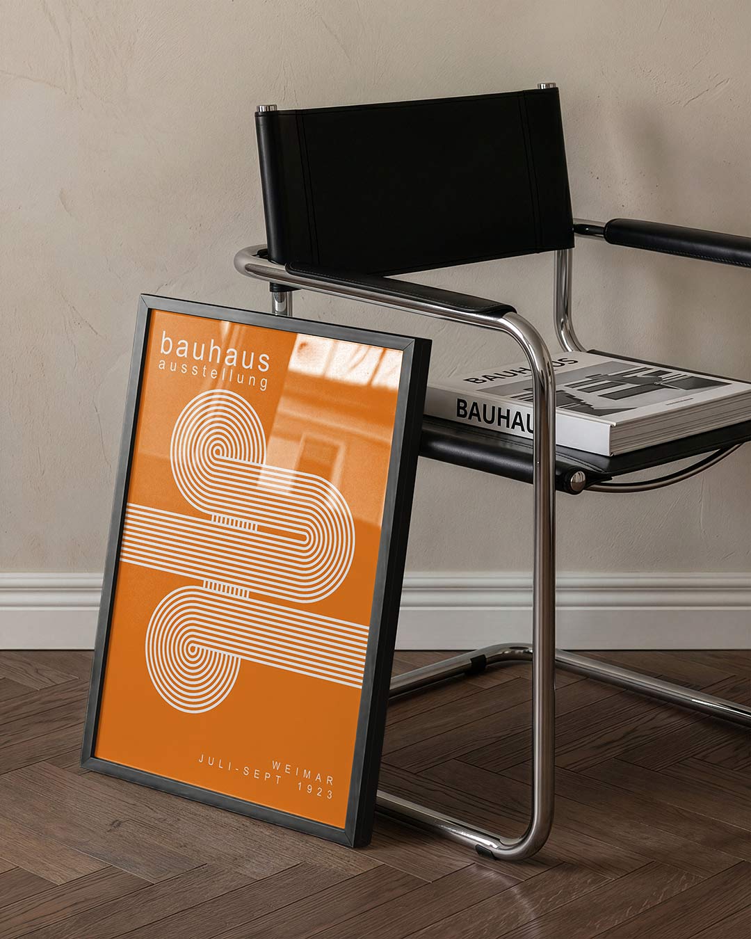 Lijnen en kleurvlakken – staande Bauhaus poster voor aan de muur