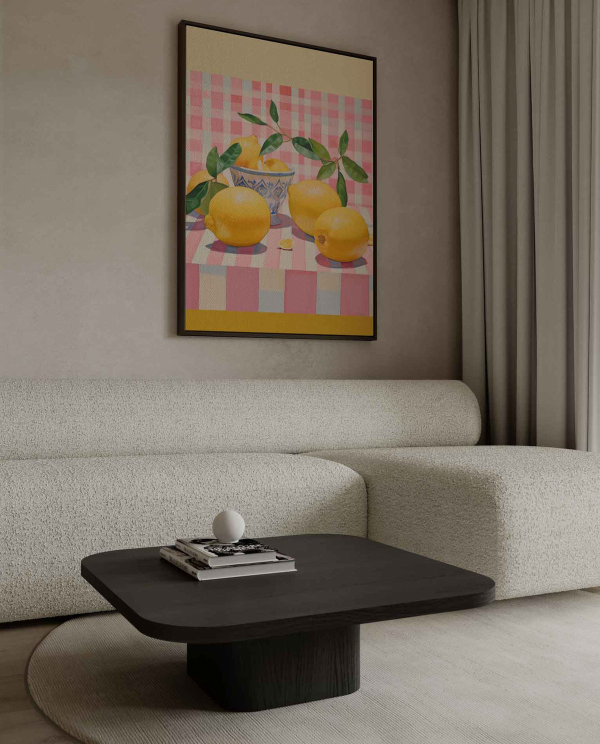 Citroenen in Speelse Strepen – canvas wanddecoratie in portret formaat
