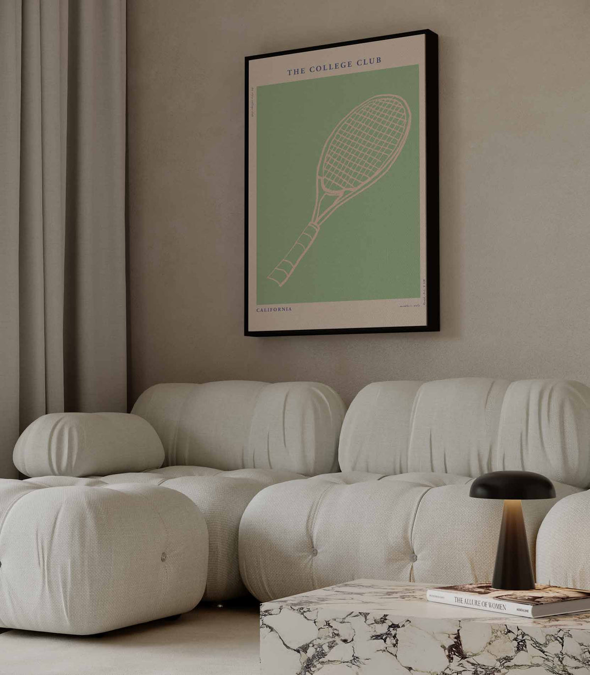 Tennis Club Poster – plexiglas wanddecoratie in portret formaat