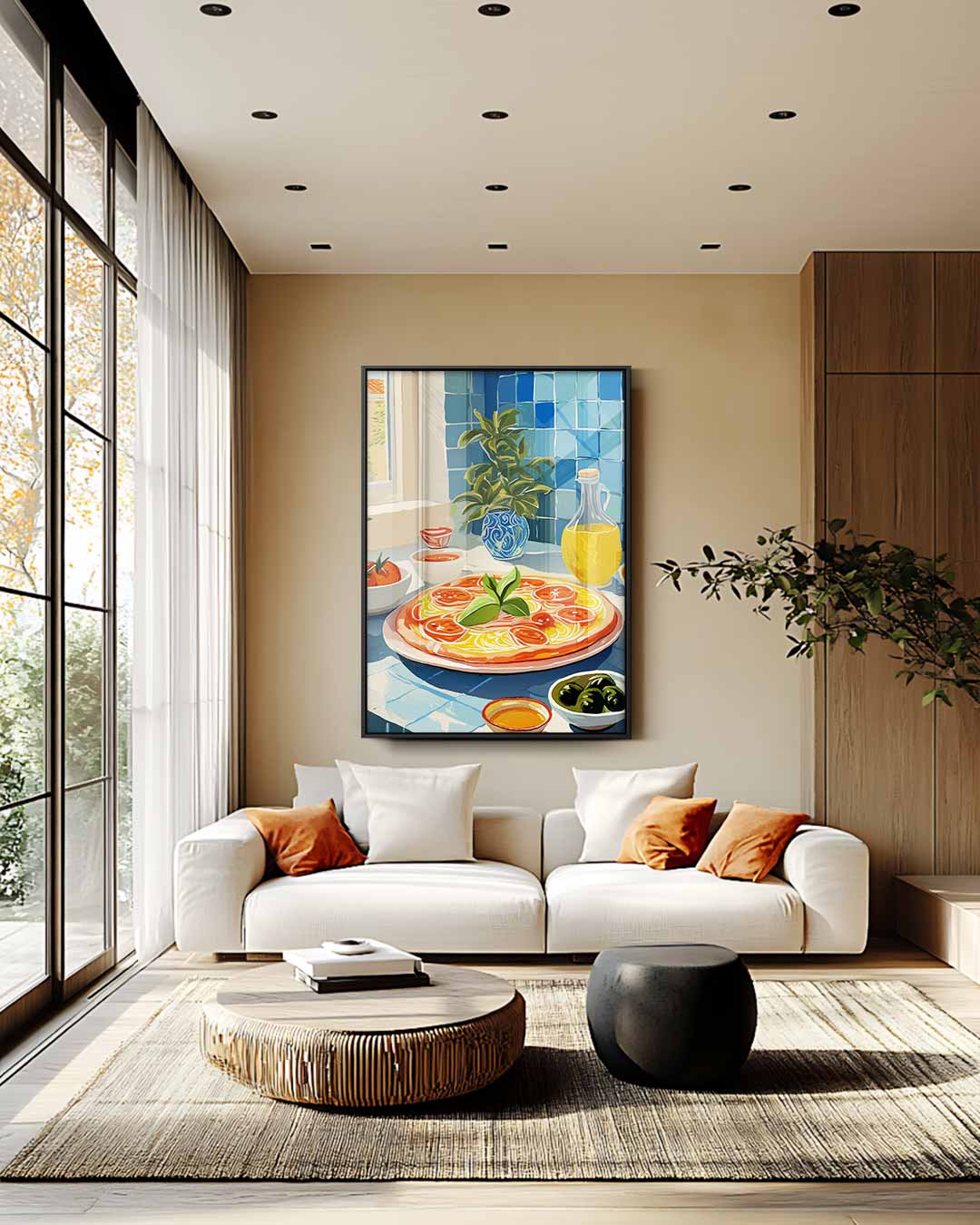 Mediterraanse Keuken in Blauwtinten – plexiglas wanddecoratie in portret formaat