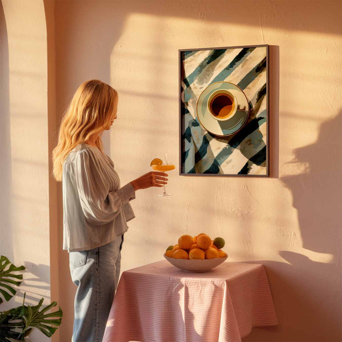 Koffietijd Waterverf Stijl – keuken poster als sfeervolle staande wanddecoratie