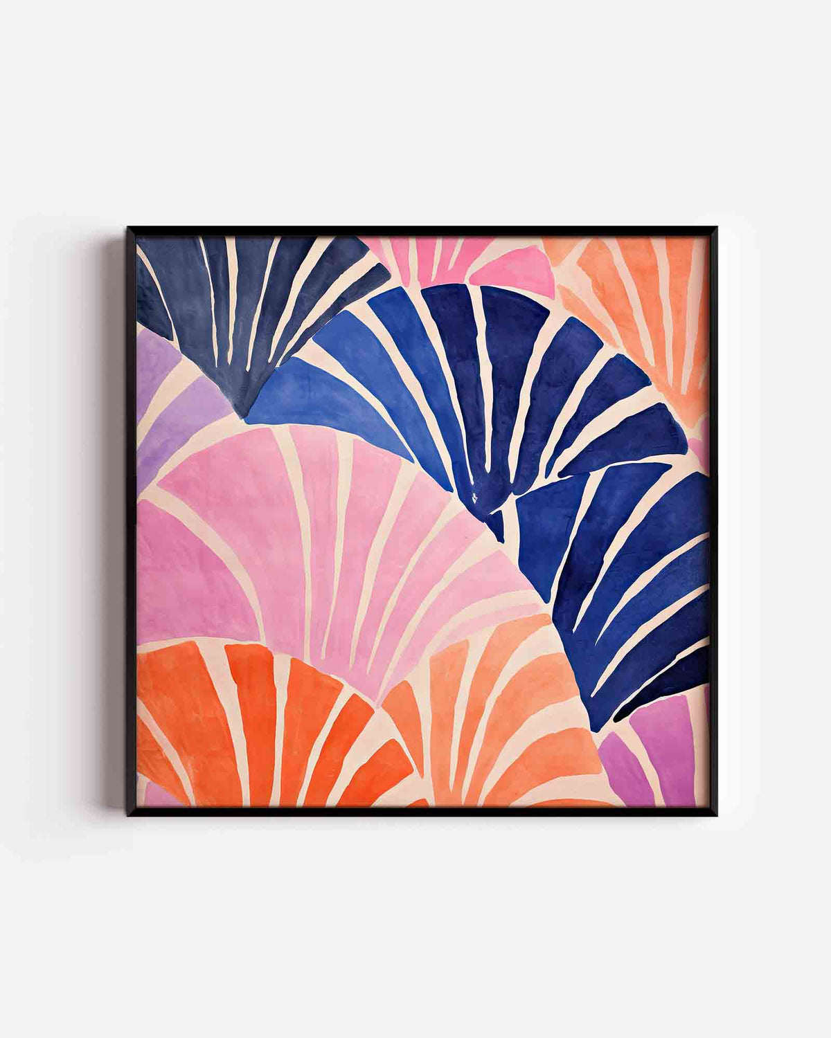 Abstracte waaiervorm – Aziatische vierkante poster als wanddecoratie