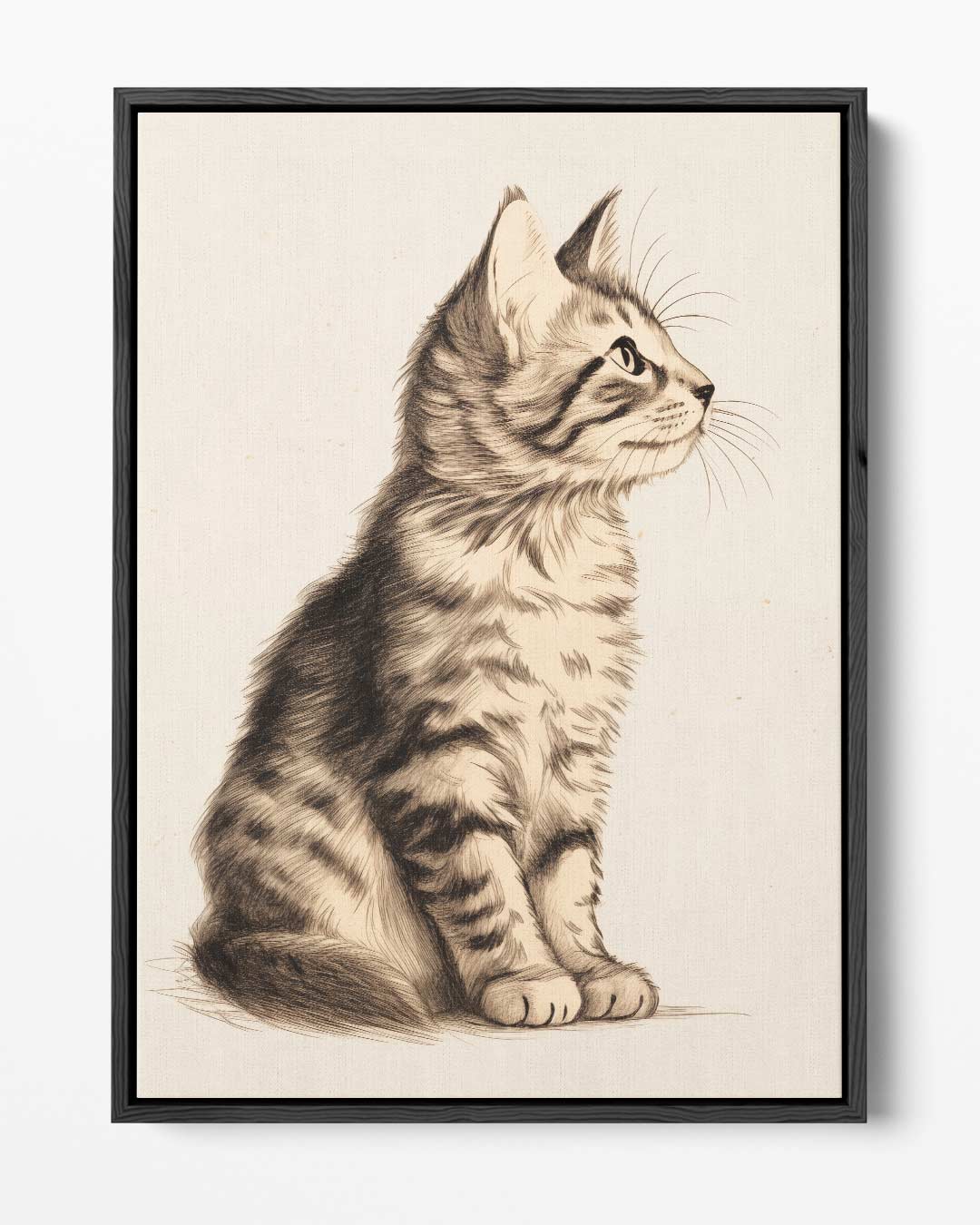 Elegante Kat Schets – portret kunstwerk als wanddecoratie