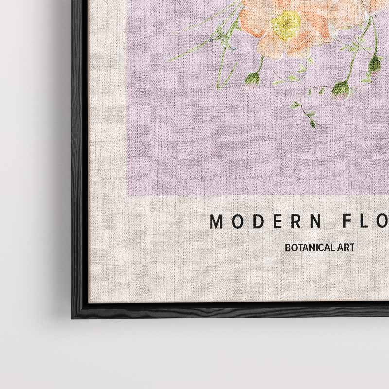 Moderne Bloemen Botanische Kunst – kunstwerk met zwarte baklijst