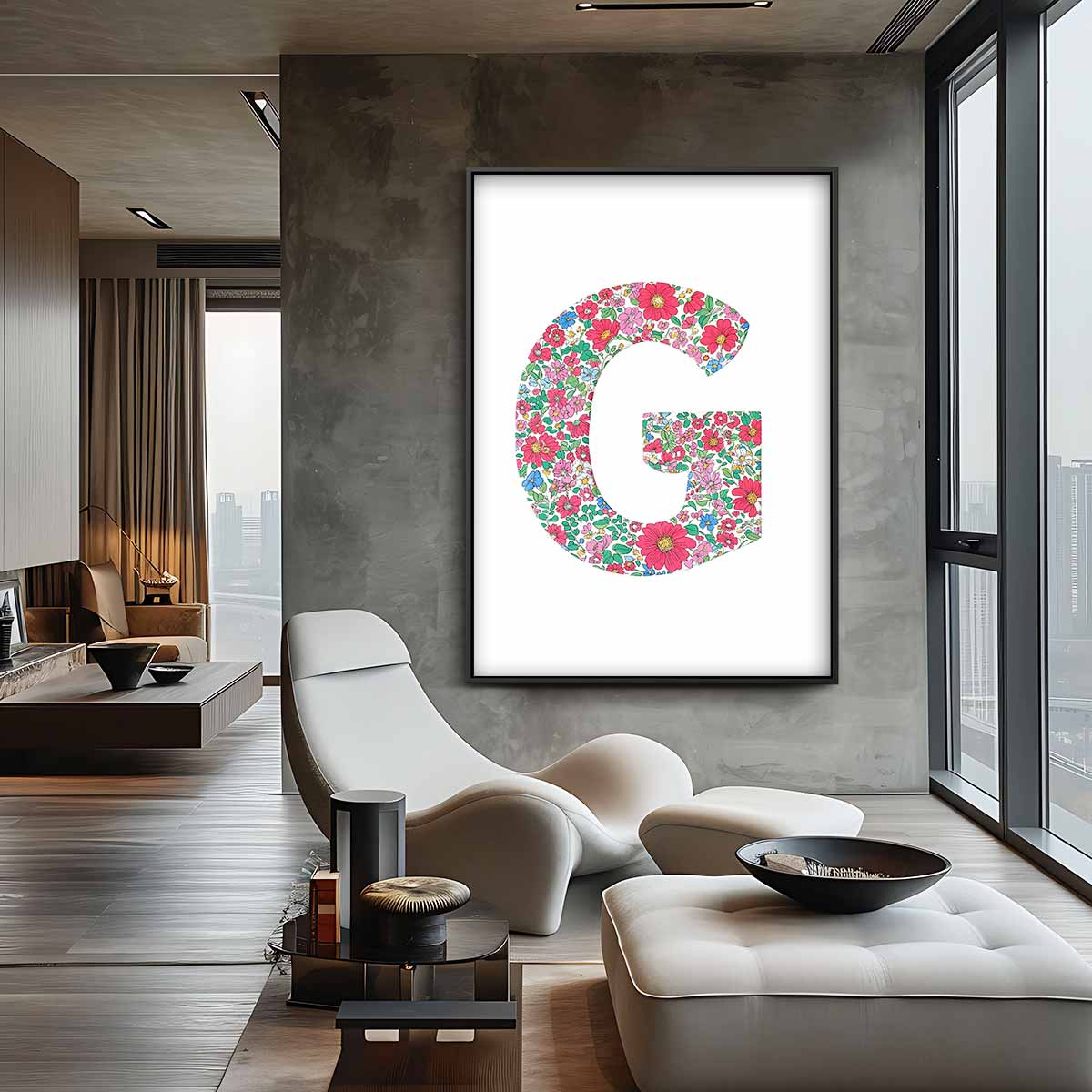 Bloemrijk Alfabet: G – canvas wanddecoratie in portret formaat