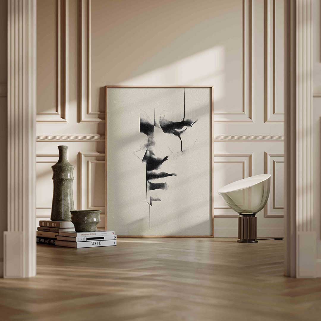 Minimalistisch gezicht – staande abstracte wanddecoratie van WallArtistic