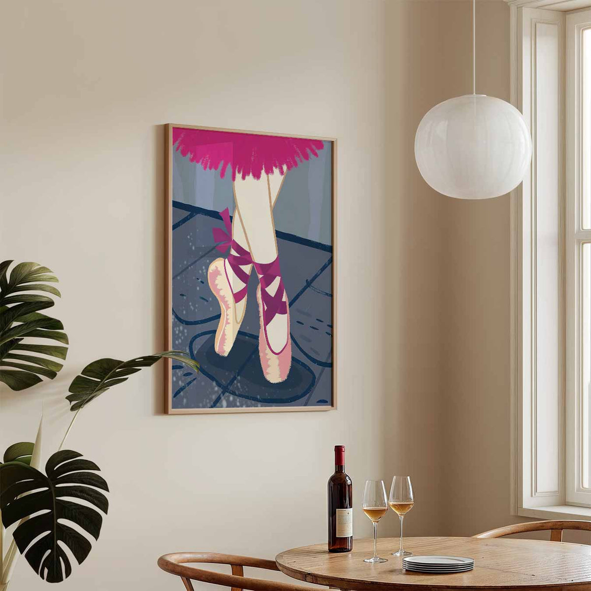 Elegante Ballerina Puntschoenen – zomerse wandkunst als portret poster
