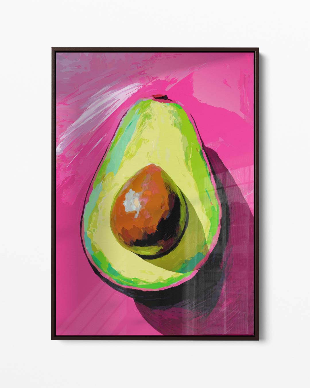 Avocado Kunstwerk met Roze Achtergrond – portret kunstwerk als wanddecoratie