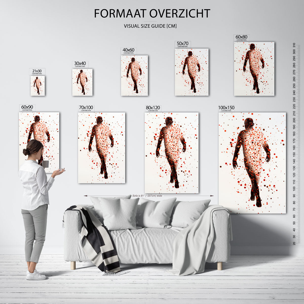 Figuur met stippen – staande muurposter met kunst en design