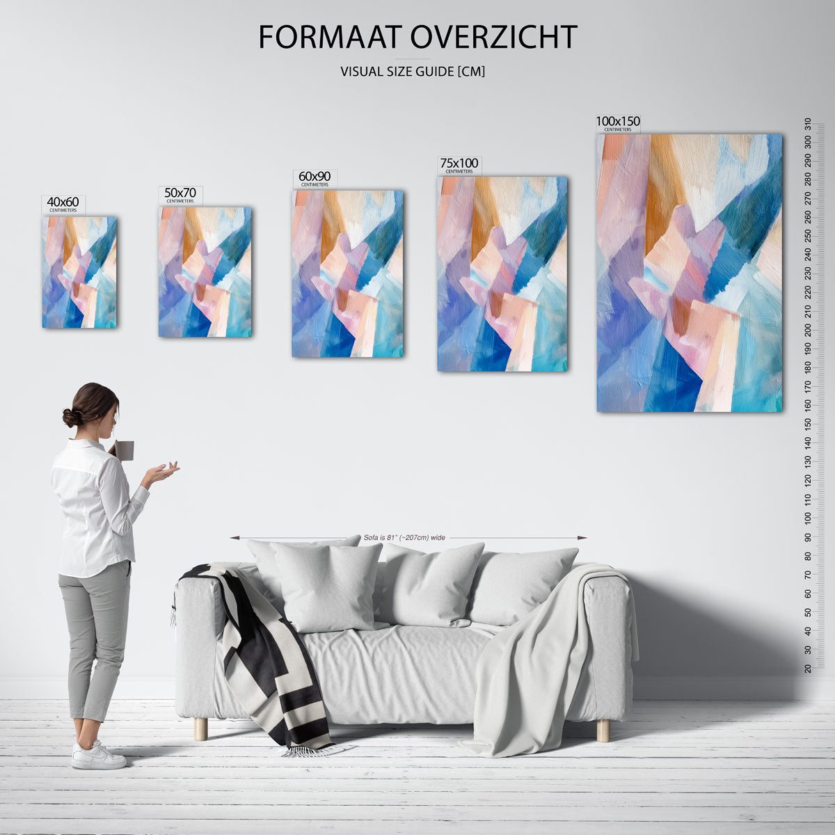 Kleurrijke vormen – Staande wanddecoratie – moderne staande wandkunst