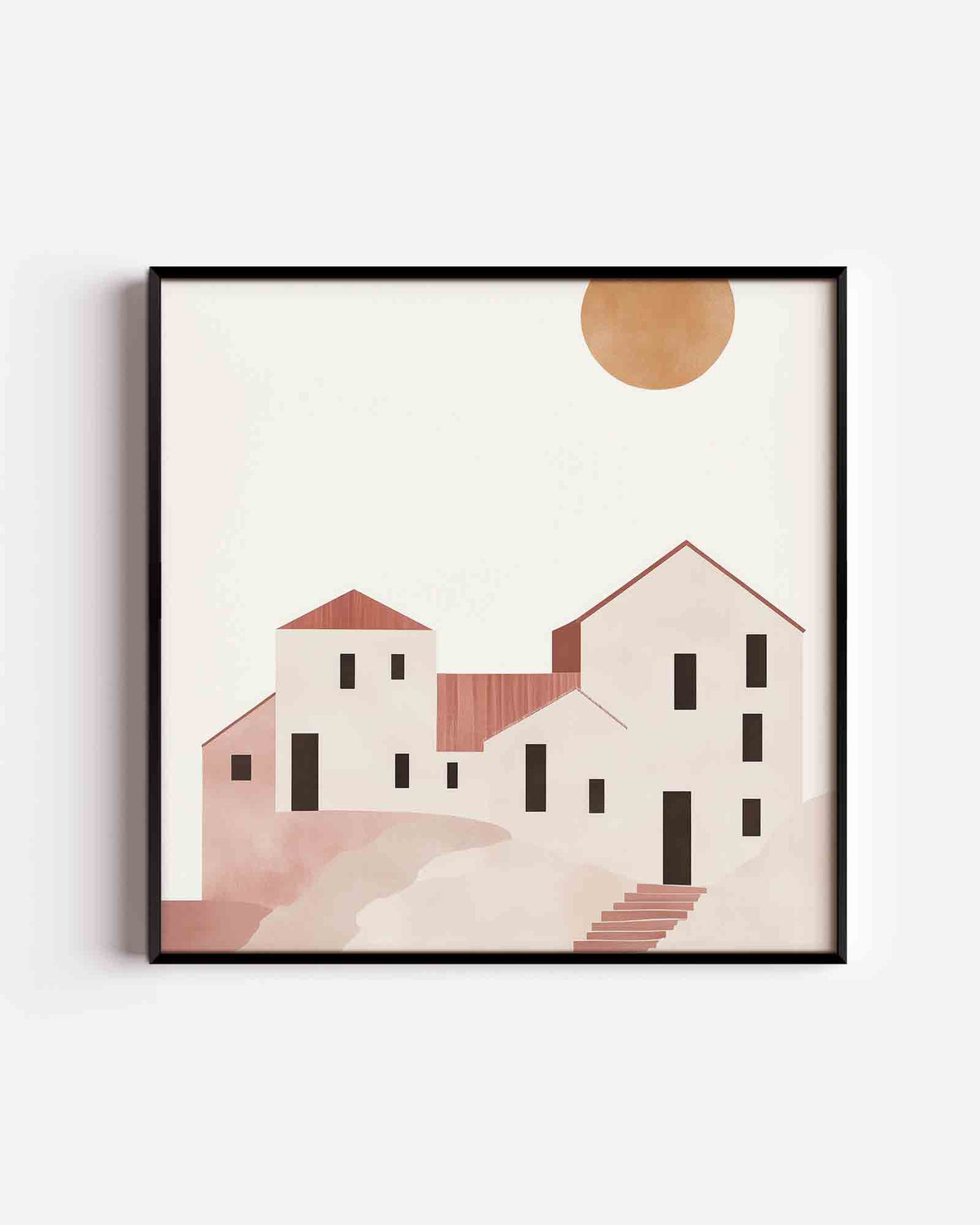 Minimalistische gebouwen – vierkante kinderposter als wanddecoratie