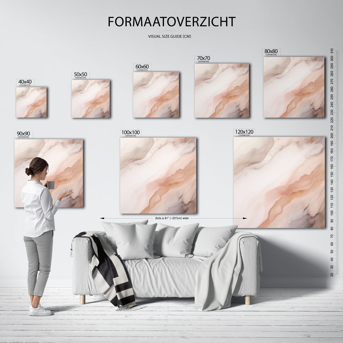 Abstracte lijnen – vierkante muurposter met zachte abstracte vormen