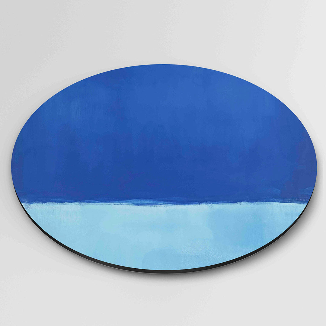 Blauwe horizon – moderne ronde wanddecoratie van WallArtistic