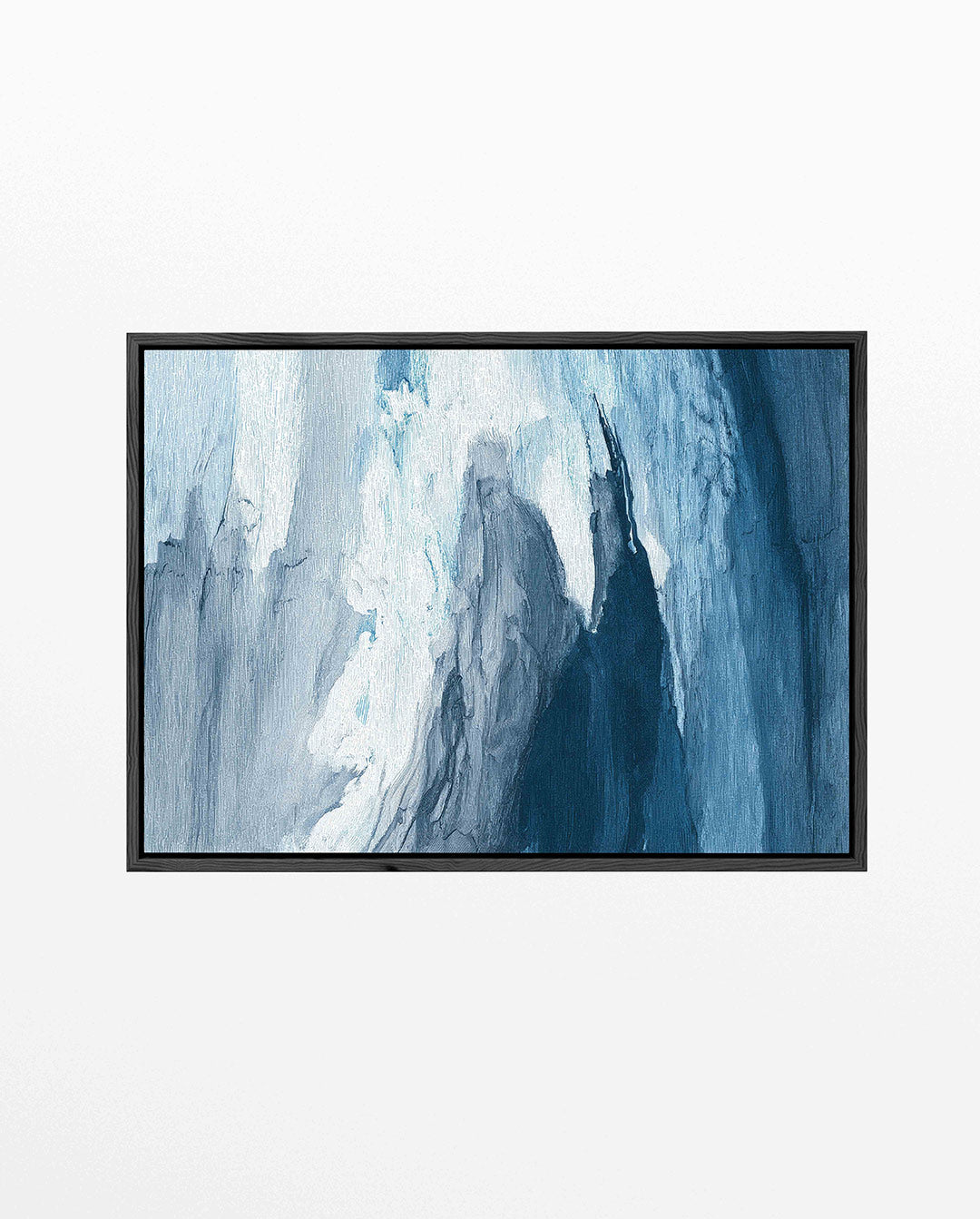 Dynamische blauwtinten – liggend abstract kunstwerk