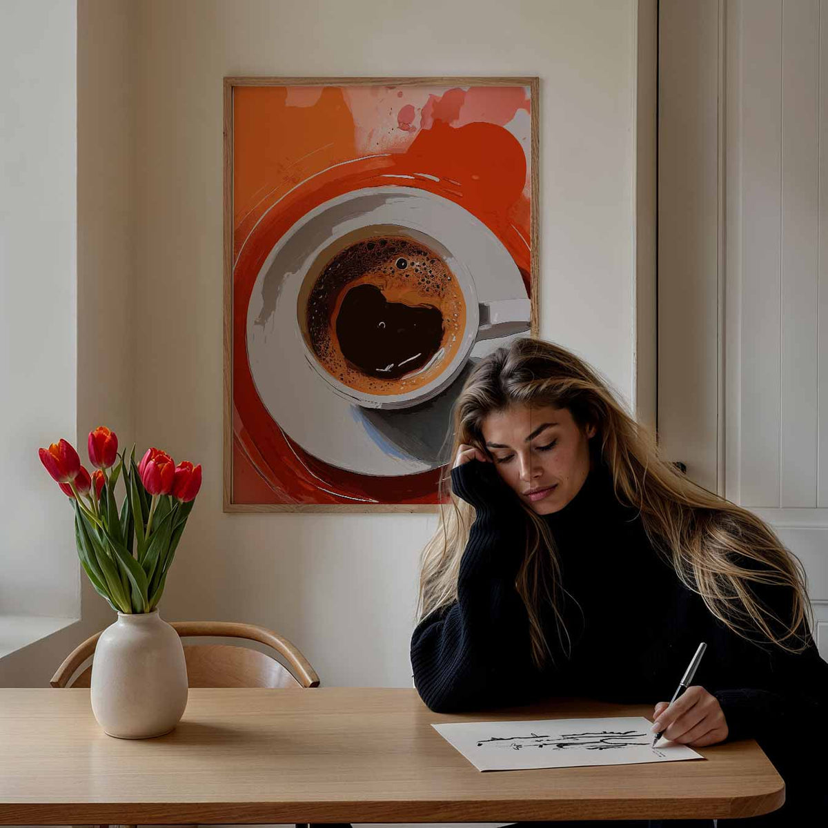 Warm Hart Cappuccino – keuken portret poster, afbeelding 7
