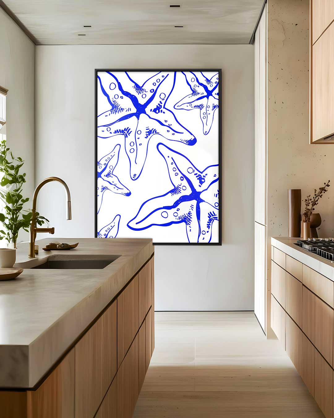 Speelse Zee Ster Illustratie – staand kunstwerk voor modern interieur