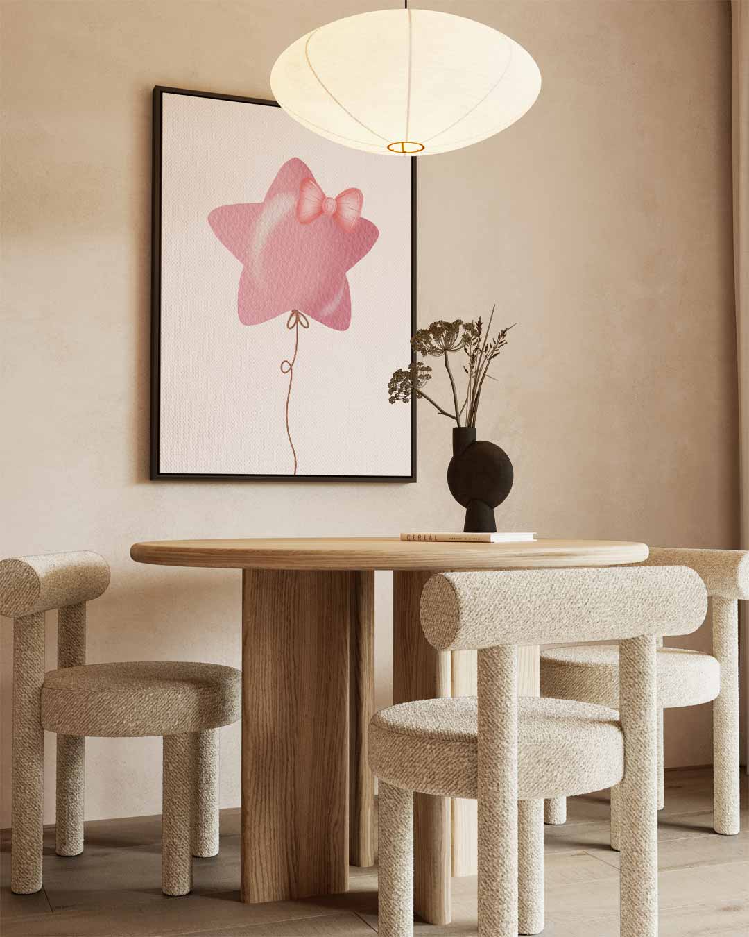 Stervormige Ballon met Strikje – staand kunstwerk voor modern interieur