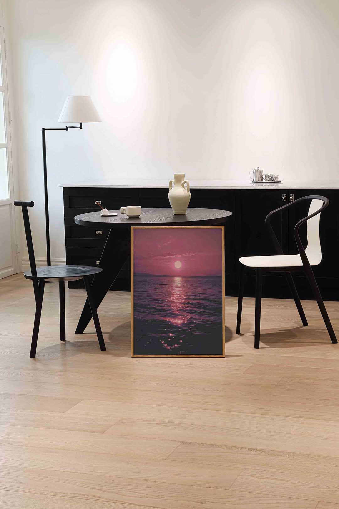 Zonsondergang boven zee – abstracte wandkunst als portret poster