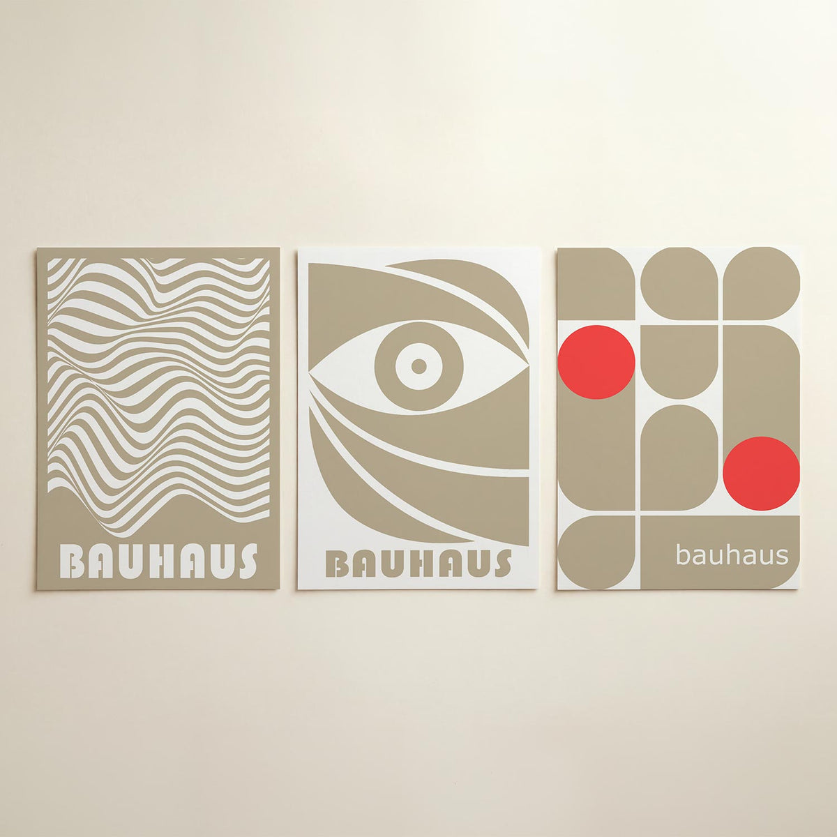 Golvend lijnenspel posterset – detailweergave – deze posterset in drie delen toont vloeiende, golvende lijnen in een