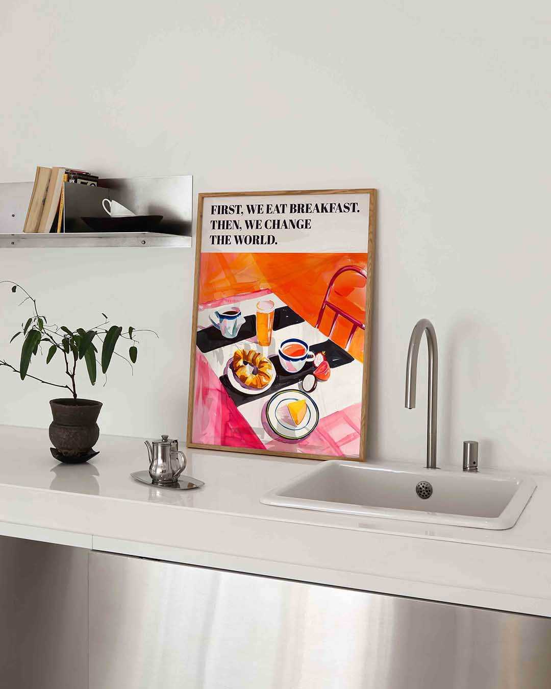 Ontbijttafel met tekst – keukenposter in staand formaat