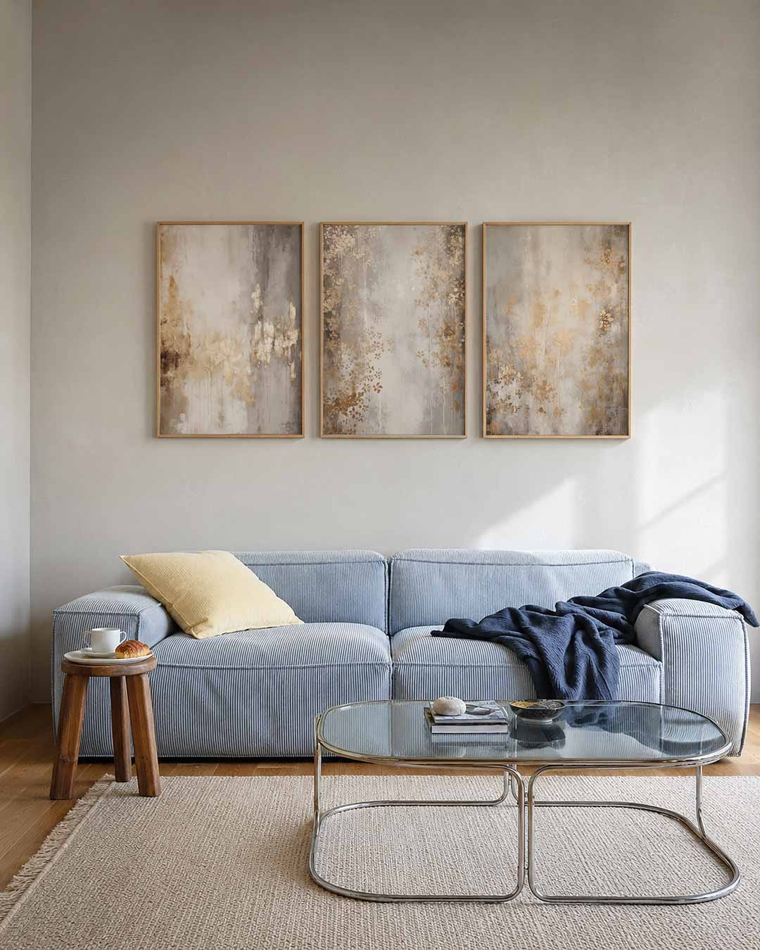Gouden vlekken – deze posterset in drie delen toont een spel van gouden en grijze tinten – weergave 2