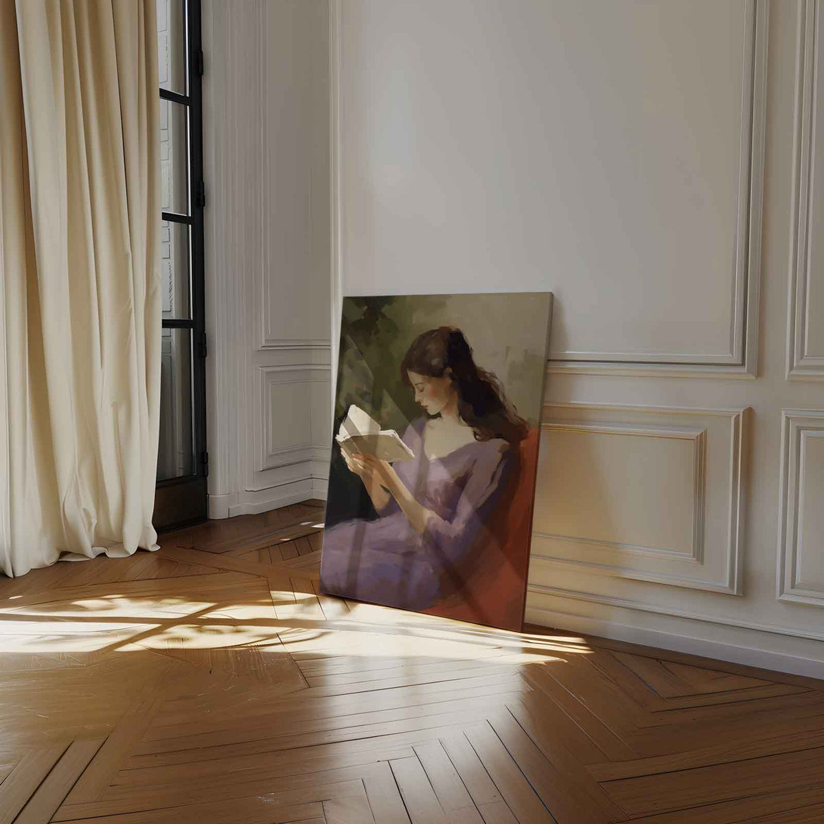 Lezende Vrouw in Rust – staand kunstwerk voor modern interieur