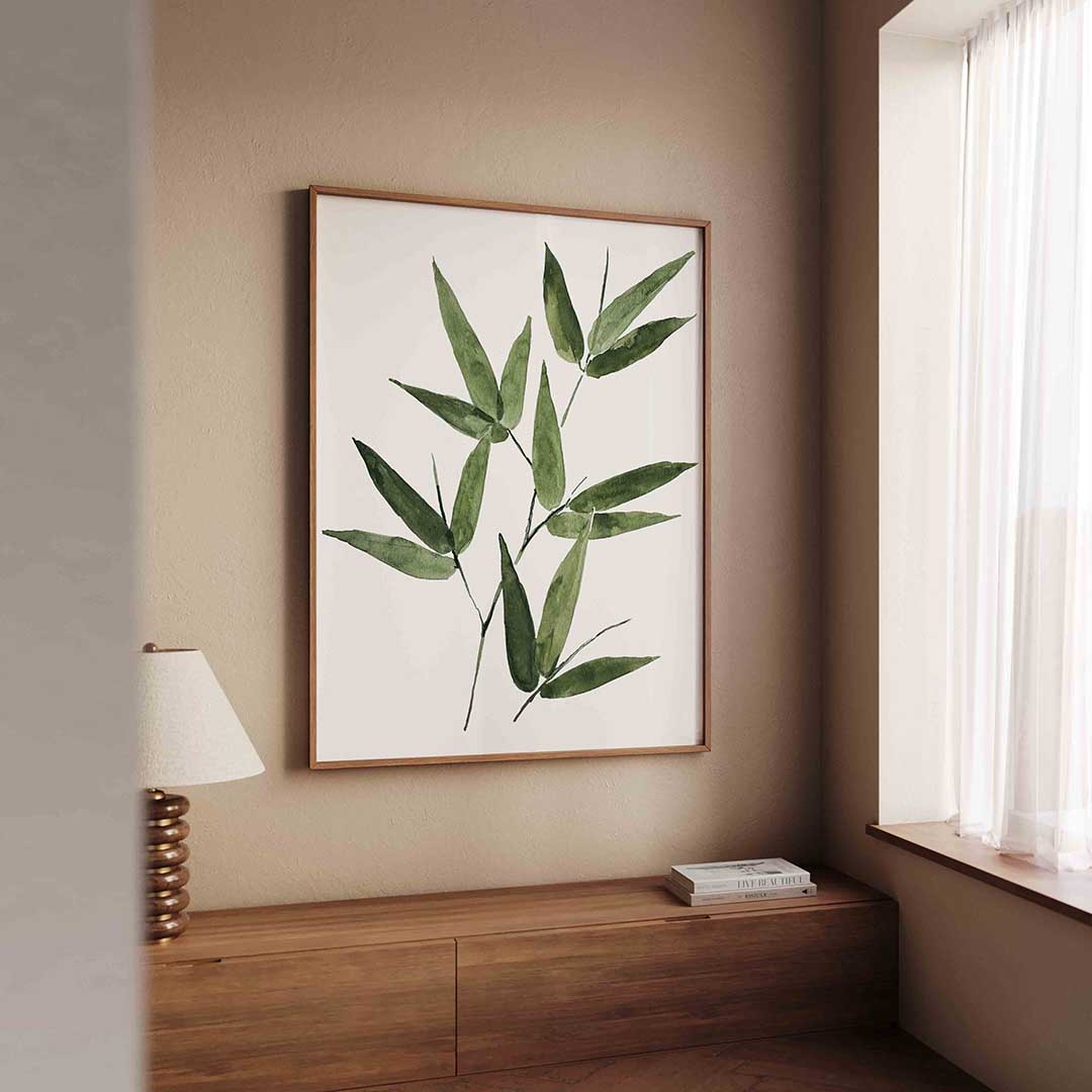 Bamboe bladeren – tropische wandkunst als portret poster